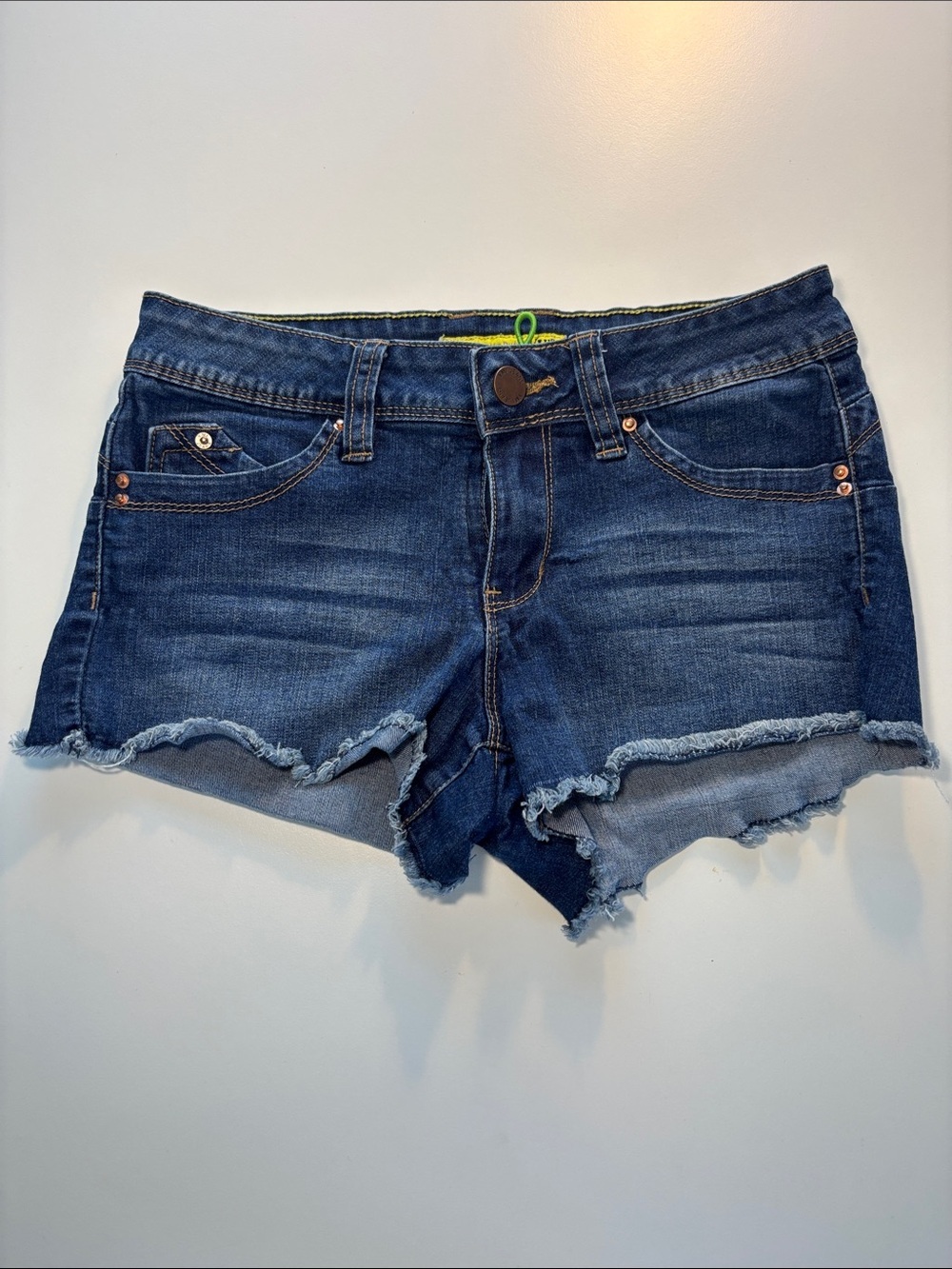 Frayed Hem Dark Blue Denim Jean Shorts -561sku